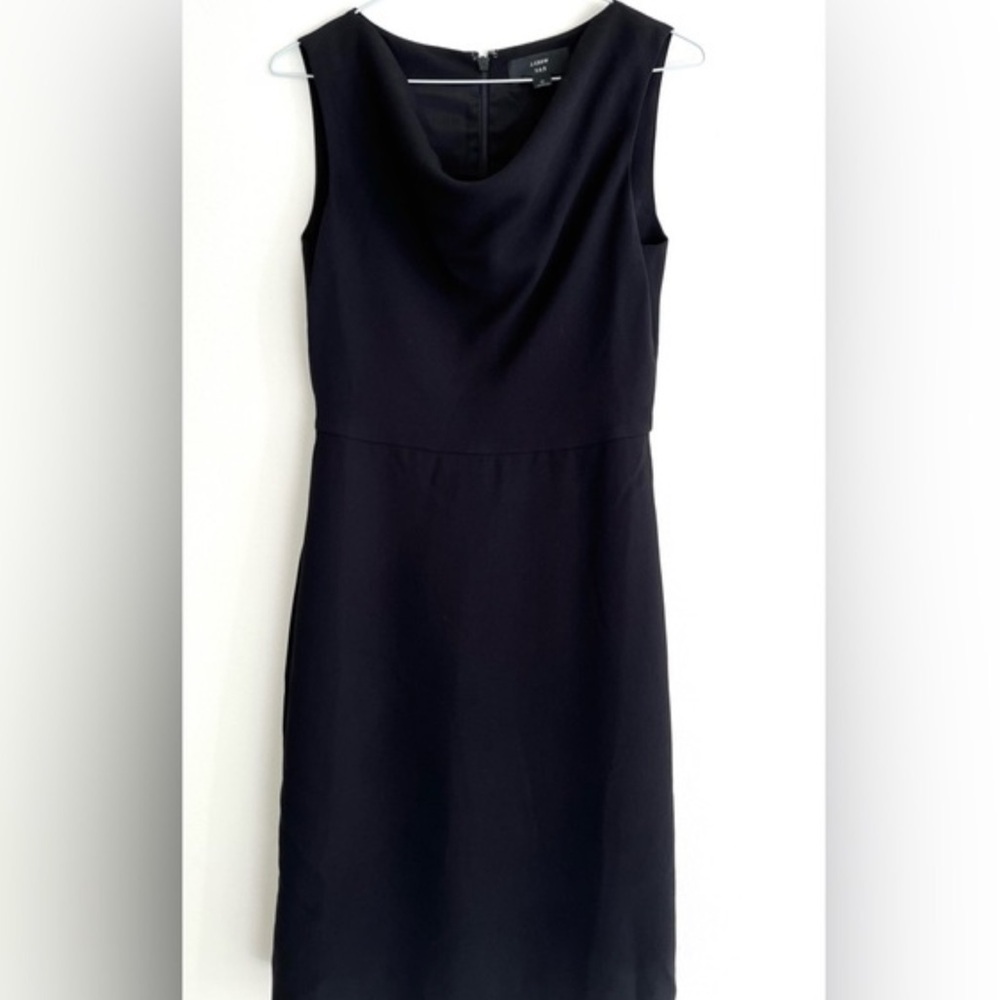 J. Crew Cowl Neck Sheath Black Dress - Picture 2 of 6